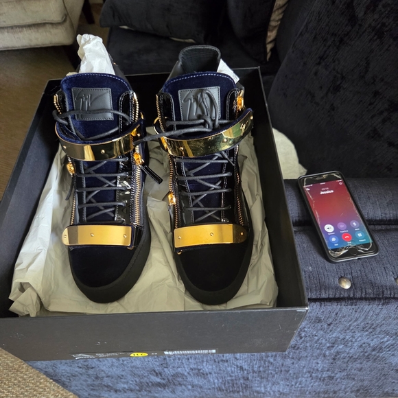 Giuseppe Zanotti Black and Gold Sneakers